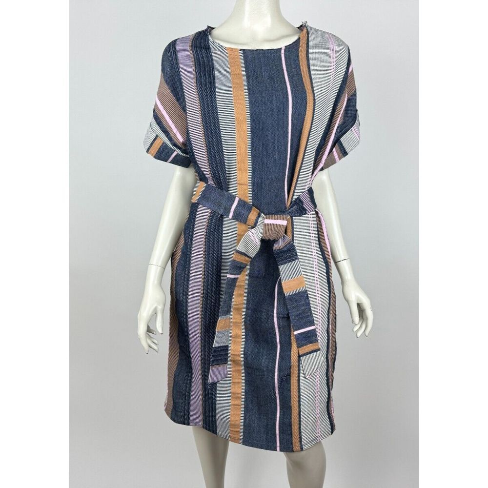 Anthropologie 34N 118W Austen Striped Tunic Dress Women M EUC ShortSleeve Cotton
